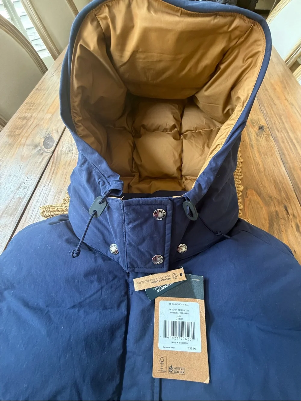 NORTH FACE SIERRA HOODED DOWN VEST RET $229 MENS XXL